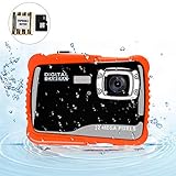 Großes Geschenk für Kinder:Die wasserdichte Kinder-Digitalkamera ist hübsch gestaltet, leicht zu halten, wasserdicht, staubdicht und gegen Herabfallen, damit Kinder überall Fotos und Videos genießen können. Besonders geeignet für Kinder, die Outdoor-Aktivitäten und Wassersport lieben. Artikelabmessungen: 3,74 Zoll * 2,76 Zoll * 0,98 Zoll Diese Kinderkamera wurde speziell für Kinder von 6-12 Jahren entwickelt.