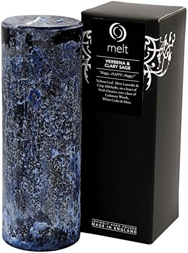 Melt Rustic Scented Pillar Candle - Verbena & Clary Sage Tall and Thin