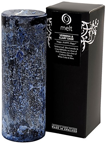 Melt Rustic Scented Pillar Candle - Verbena & Clary Sage Tall and Thin