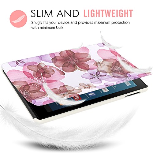 MoKo Hülle für Fire HD 8 2016 – Ultra Slim Lightweight Schutzhülle Smart Cover mit Auto Schlaf / Wach Funktion und Standfunktion für Fire HD 8 Tablet (6. Generation – 2016), Blumen Violett - 5