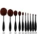 Fashion Base® New Professional 10pcs/set Large Size Tooth Brush Shape Oval Makeup Brush Toothbrush Set Professional Foundation Powder Brush Large Kits