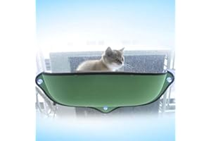 CVERY Cat Window Mounted Bed w/Suction Cups - Cat Window Perch Car Hammock Mount Bed Seat Lounger - Kitty Resting Sofa Safe Sunbath for Small&Middle Cats(Green)