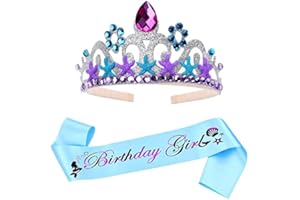 SIEBOLD 2 Pezzi Corona da Sirena Gioielli per Bambini Set, Diadema Principessa,Accessori per Vestire la Sirena Set,per Feste per Bambini, Cosplay, Ragazze, Feste di Compleanno（d'Argento）