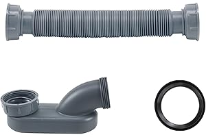 FADERR Tubería de drenaje flexible para bañera, manguera de agua, fontanería, trampa en P, desagüe independiente para bañera (gris)