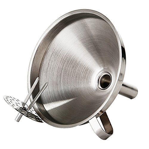Uten® Edelstahl Oil Coffee Wine Beer Filter Funnel Edelstahltrichter Filter Trichter für Friteusenöl Rösle Einfülltrichter Einmachtrichter mit Sieb Funnel Ø 12.7 cm | Küchenhelfer | Handle Brewing Funnel Removable Mesh Strainer - 8