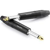 deleyCON 2X 6,3mm Klinke Audio Adapter Mono Konfektionierbar 6,35mm TS Klinken Stecker auf Klinke Roh Anschluss für Klinken K