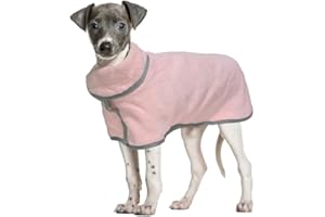 PetSmiler Hundebademantel - Saugfähiger Bademantel Hund mit Klett Hundebademantel für Große Hunde Trocknet Schnell Hunde Bademantel nach dem Baden, Schwimmen oder Spaziergang im Regen (Rosa M)