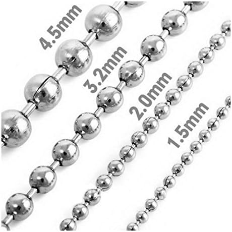Mythgiftuk Mens 1.5mm-4.5mm 18"-36" Silver tone Stainless Steel Ball Necklace Chain - 20 inches 2 mm