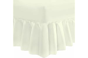 NOOR'S COLLECTIONS Fitted Valance Sheets Double Bed – Noor’s Collections Cream Valance Sheet Double | Double Bed Sheet Plain Dyed Poly Cotton Extra Deep Frilled Valance Bedsheets for Double Bed