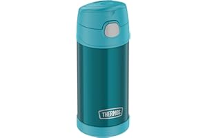 THERMOS kids Funtainer Straw Bottle 0,35 l, ocean teal, termos dla dzieci, ze słomką, zimna przez 12 h, absolutnie szczelna, do szkoły, przedszkola, na przerwę