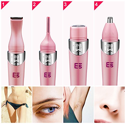 Frauen-Rasierer, 4 in 1 Damenrasierer Elektrischer Rasierer für FrauenTrimmer Nasentrimmer für Bikini Augenbraue Beine Arme Bikini Trimmer Akkubetriebenes - 6