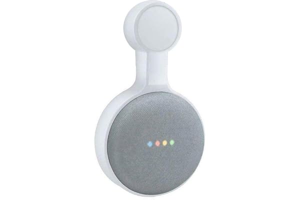 Saifsmart Outlet Wall Mount Hanger Holder for Google Home Mini and NEST Mini, Compact Bracket Case Plug and Built-in Cable Management for Kitchen Bathroom, Bedroom (White)