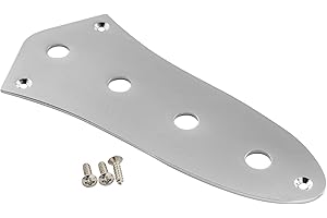 Musiclily Pro Steel 4-Hole Jazz Bass Control Plate for JB Style Electric Bass, Chrome