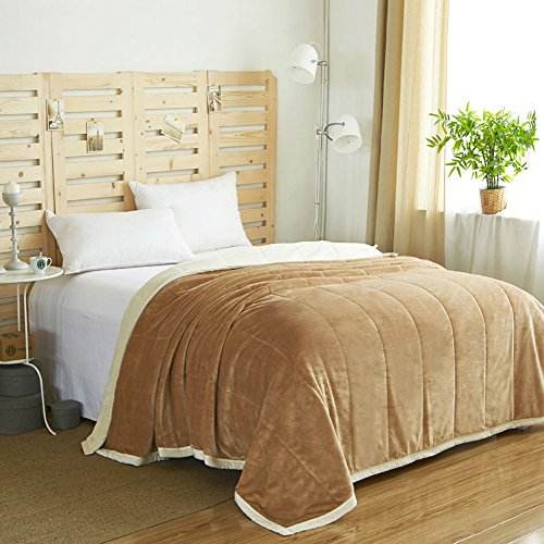 Zangge Bedding Soft Large Thick Flannel Double Deck Quilting Blanket Throw Bed Chair Coffee 150 x 200cm
