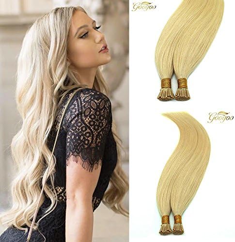 Googoo 20inch I Tip Hair Extensions Bleach Blonde 1g/s 50strands Remy Pre Bonded Keratin Hair Extensions Stick Fusion Hair Extensions Remy Human Hair Extensions