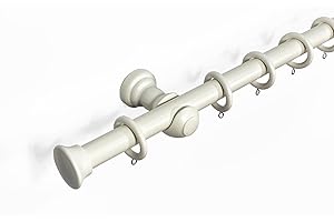 Lister Cartwright Stopper Finial 28 mm Wooden Curtain Poles Fixed Length(Linen White Stopper, 150 cm)