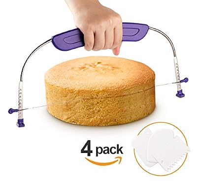 ilauke Coupe-Gâteau à Fils Diviseur Réglableen + 3 Racloir Pâtisserie Cake Slicer