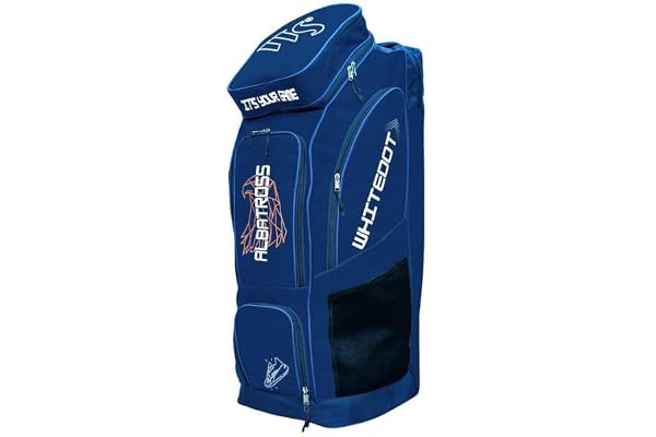 WHITEDOT SPORTS Albatross Duffle Wheelie Polyester Cricket Kitbag, Navy Blue, Large