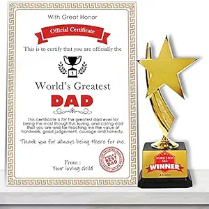 Jhingalala Worlds Greatest Dad Certificate with Trophy | Gift for Father, Gift for Father Birthday, Birthday Gift for Father, Gift for Fathers Day