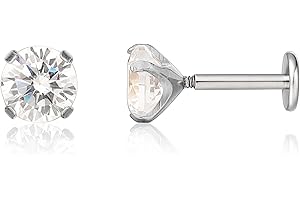 Limerencia 18g Titanium Tragus Piercing Jewelry, 2 Pcs Internally Threaded Labret Lip Bars, 6mm 8mm Diamonds Top Earring Stud for Helix, Nose, Cartilage, Monroe for Women Men