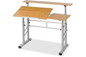 Safco Products 3965MO Split Level Drafting Table, Height-Adjustable, Medium Oak