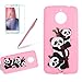 Produktbild Girlyard Hülle für Motorola Moto E4 Plus - Weich TPU Silikon Schutzhülle Niedlichen 3D Panda Muster Entwurf Schale Tasche Flexible Gummi Dünn Etui Matt Cover Anti-Stoß Kratzfeste für Motorola Moto E4 Plus Rosa