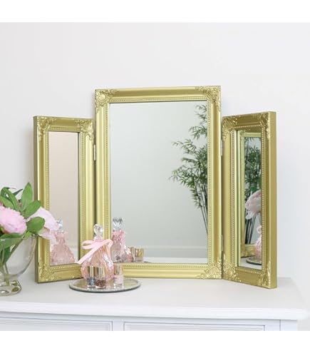 green emerald velvet dress Melody Maison Gold Ornate Arched Triple Dressing Table Mirror 80cm x 56cm :  Amazon.co.uk: Home & Kitchen main image 1