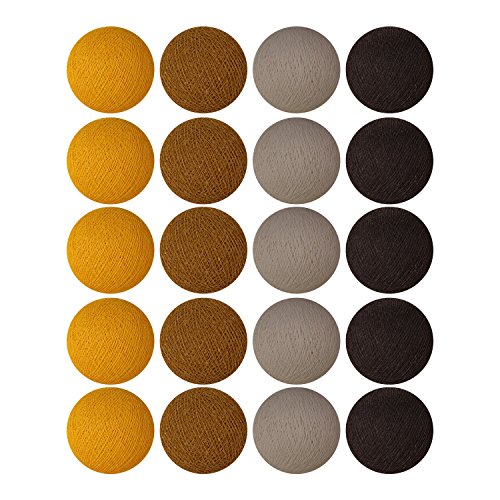 Stimmungs Lichterkette Baumwollkugeln zum dekorieren für Innenräume mit 20 Bällen in braun – beige - 3