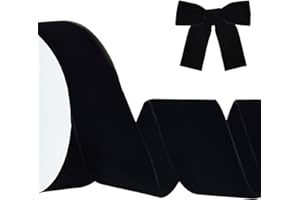 RIBBOOO Black Velvet Ribbon 5CM x 9.14 Meters, Vintage Velvet Ribbons for Christmas Wreath Bow Decoration Craft Gift Wrapping, Valentine's Day Bouquet Packaging