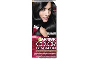 Garnier Color Sensation Coloration - Noir 1.0 - Coloration Crème Permanente - Tous Types de Cheveux - Couleur jusqu'à 10 Semaines & Couvre les Cheveux Blancs 100%