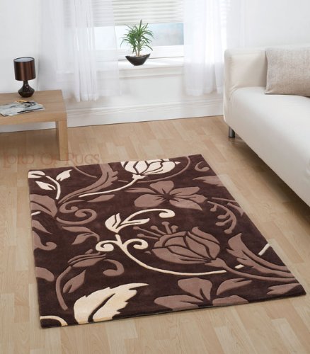 Damask Heavy Quality Modern Brown Cream Colour Rug Runner Carpet 60 x 220 cm (2' x 7'4