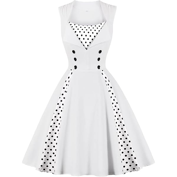 Robe Cocktail Vintage 1950 Audrey Hepburn à Pois - Robe Swing Rockabilly Élégante Femme