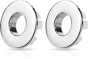 Sink Overflow Ring - ShiningUU 2-Pack Chrome Plated Copper Sink Overflow Cover Replacement | Silver Basin Overflow Hole Cover for Bathroom & Kitchen Sinks