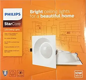 PHILIPS Star Core Square LED Ceiling Down Light (10Watts, Warm White)