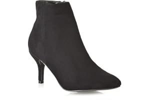 ESSEX GLAM Womens Ankle Boots Low Mid Kitten Heels Ladies Zip Pointy Booties Shoes Size