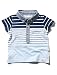 M&Co Baby Boy Short Sleeve Blue Stripe Print Chambray Collar Button Down Polo Shirt Blue 18/24 Mnth