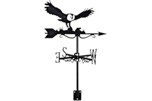 ZNEL Chouette Girouette De Inoxydable en Métal avec Motif Hibou Oiseaux Orientation du Vent Indicateur Décoration pour Jardin, Toit, Padel Extérieur,Owl & Mouse