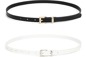 JasGood Cintura sottile da donna, in pelle, alla moda, sottile, con fibbia ad ardiglione, per pantaloni, jeans, abiti