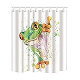 KOTOM Animal Cortinas de Ducha, Acuarela Rana con Algunos Puntos de Pintura Impermeable a...