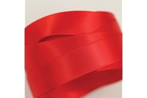 ASHPRINT (LONDON) LIMITED Double Sided Satin Ribbon, 27 Solid Colours, 10 Metre Reel, Fabric Ribbon for Gift Wrapping, Cake, Wedding Party Decoration, Hair Bow, Trimming, Sewing and DIY Craft Projects (16mm Width, Candy Red)