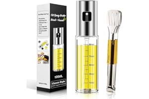 Tindisonka Oil Sprayer for Cooking, Oil Spray Bottle, Oil and Vinegar Dispenser, Oil Sprayer Spray Bottle with Brush for Cooking Oil, Olive Oil Sprayer for Cooking, Hot Air Fryer, Salad, Grill