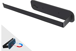 EXLECO Magnetyczny uchwyt na papier kuchenny, bez wiercenia, magnetyczny uchwyt na papier papierowy, stal nierdzewna, z mocną adsorpcją, uchwyt na lodówkę, kuchenkę mikrofalową, metalowy, czarny