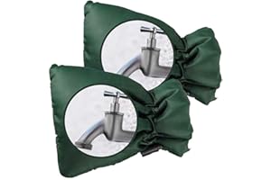 Zueyen 2 fundas para grifos que protegen tu grifo exterior, cubierta gruesa para grifo al aire libre contra la congelación de la chaqueta térmica impermeable, color verde