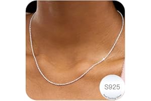 DORANA 1.5mm Silver Chains for Women S925 Twisted Rope Chain Sturdy Sterling Silver Chain Necklace Fade-Proof Silver Necklace Jewellery 14/16/18/20/22/24/26/28/30Inch