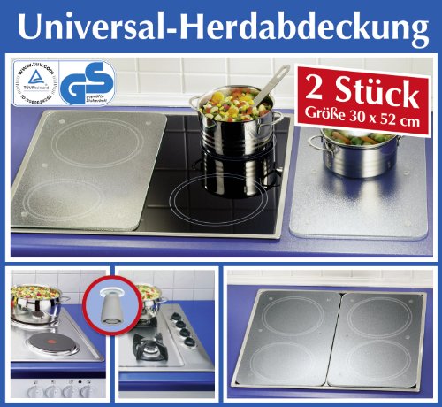 WENKO 2521200500 Herdabdeckplatte Universal mit Sicherheitsfolie – 2er Set, für alle Herdarten, Gehärtetes Glas, 30 x 1.8 – 4.5 x 52 cm, Mehrfarbig - 6