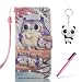Produktbild Huawei Honor 6C Hülle Lila Eule PU Leder Wallet Handytasche Flip Etui Schutz Tasche mit Integrierten Card Kartensteckplätzen und Ständer Funktion Für Huawei Honor 6C + Zwei Geschenk