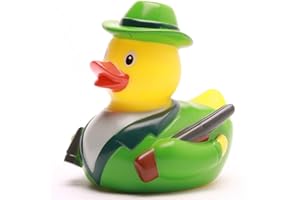 Duckshop I Badeente Jäger I Quietscheente I Jagd- Quietscheentchen mit Gewehr, Feldstecher und Jagdhorn - Geschenk für Jäger I Präsent Sammler