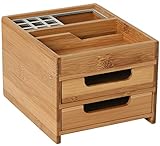 badezimmerspiegel ablage holz Maße: 15,0 x 9,5 x 12,0 cm Schreibtischbox M Bambus/Alu