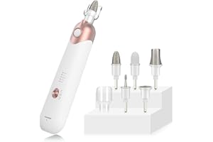 POLAMD Professional Electric Manicure Pedicure Set, Cordless Rechargeable Nail File & Drill Kit, 5-Speed, LED Light, 6 Attachments for Acrylic Gel Nail Cuticles Hard Skin Removal Nail Care