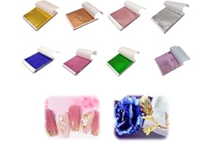 EYVRPAU 80 Hojas de Pan de Oro de Imitación Multicolor, 8 Colores Pan de Oro Manualidades, Papel Hoja Oro para Decoración para Dorado, Pintura, Arte de Uñas, Decoración de Muebles y Bricolaje